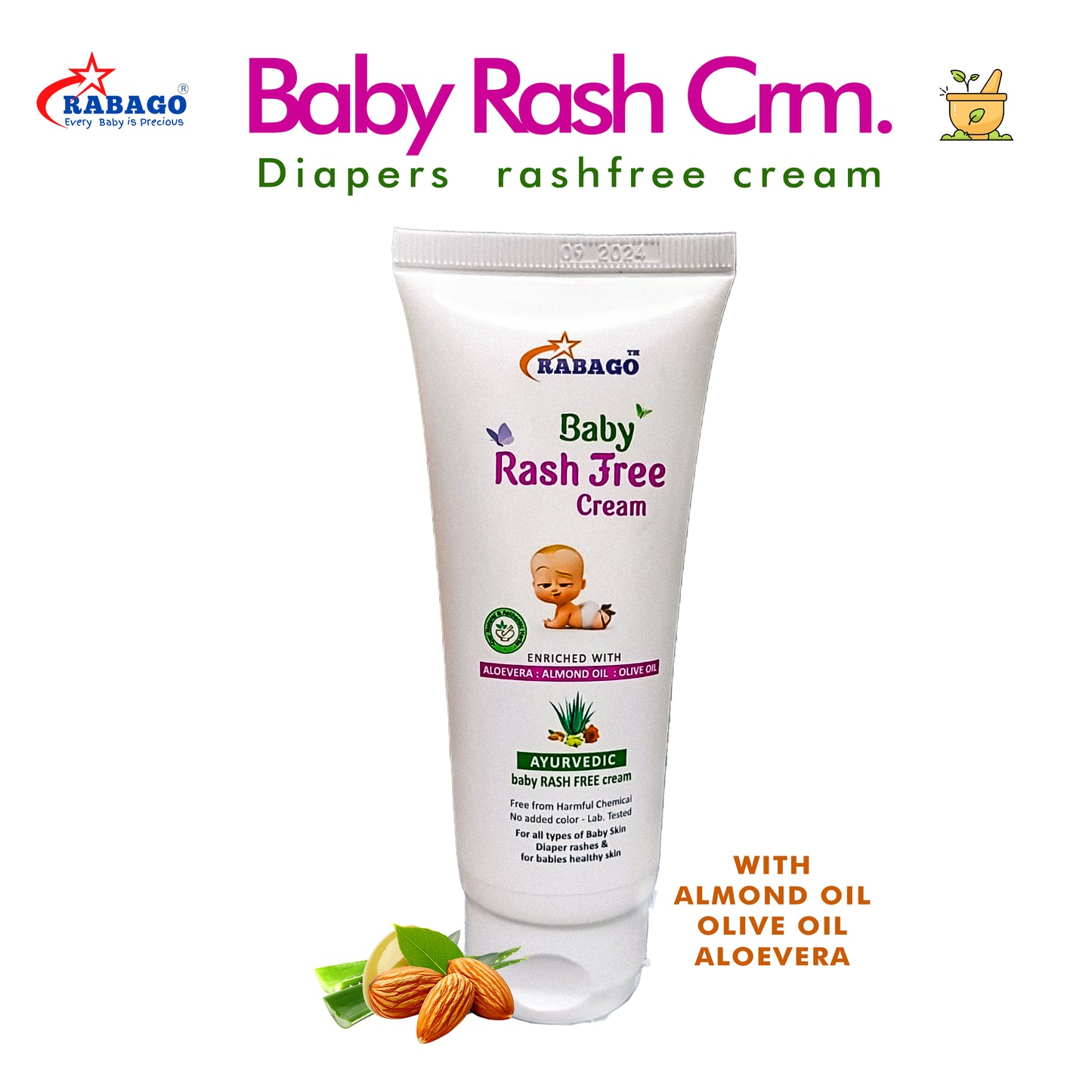 RABAGO  AYURVEDIC   DIAPERS RASH  FREE CREAM 50GMS